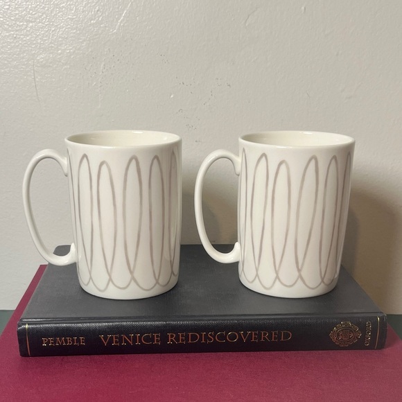 Kate Spade New York Lenox Charlotte Street Grey West Loops Pair of Mugs - Picture 1 of 7